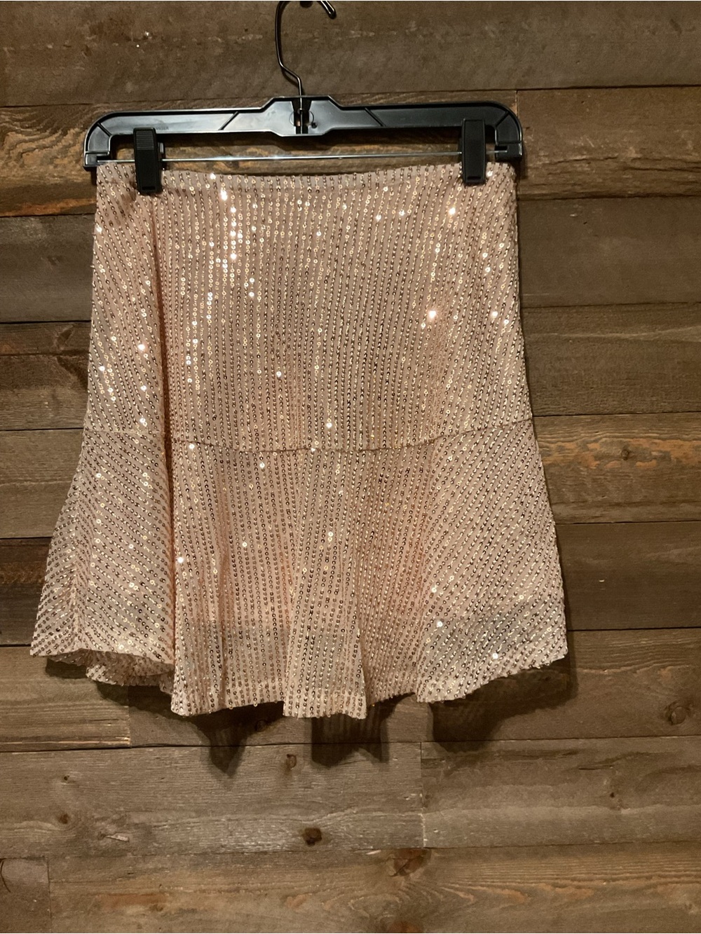 Umgee Champagne Sequin Mini Skirt Lined Size Small NWT